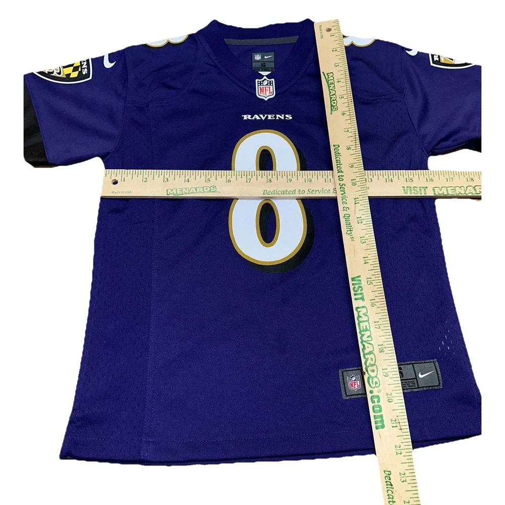 Nike NFL On Field Purple Jersey Baltimore Ravens‎ #8 Lamar Jackson Youth Small 8